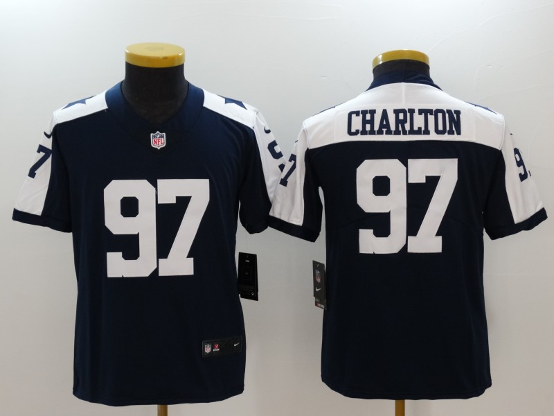 Youth Dallas Cowboys #97 Taco Charlton Navy Throwback Vapor Untouchable Limited Jersey