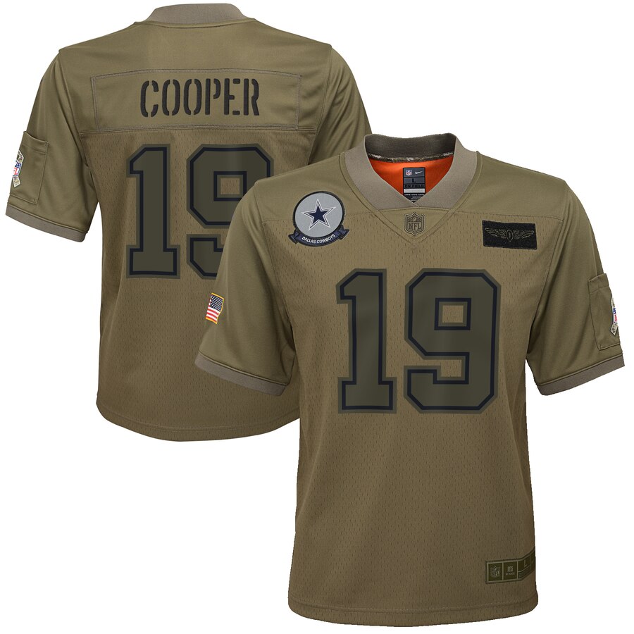 Youth Dallas Cowboys #19 Amari Cooper 2019 Camo Salute To Service Stitched NFL Jersey