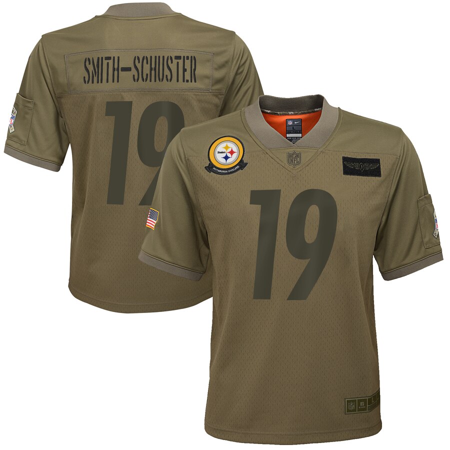 Youth Pittsburgh Steelers #19 JuJu Smith-Schuster 2019 Camo Salute To Service Stitched NFL Jersey