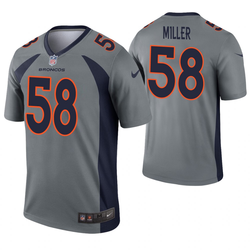 Youth Denver Broncos #58 Von Miller Gray Inverted Legend Stitched NFL Jersey
