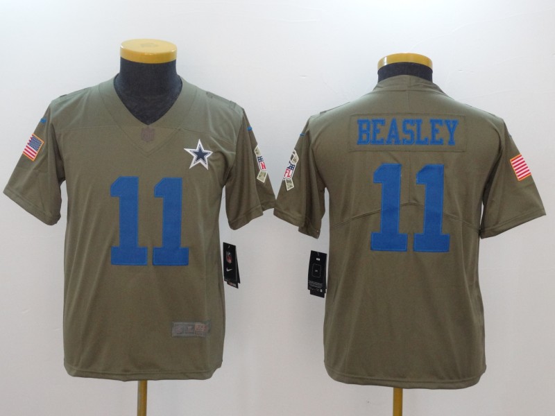 Youth Dallas Cowboys #11 Cole Beasley Olive Salute To Service Limited Stitched NFL Jersey