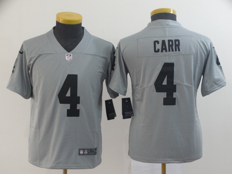 Youth Oakland Raiders #4 Derek Carr 2019 Gary Inverted Legend Stitched NFL Jersey