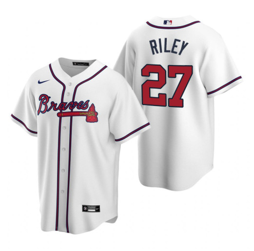 Youth Atlanta Braves #27 Austin Riley White Cool Base Stitched Jersey