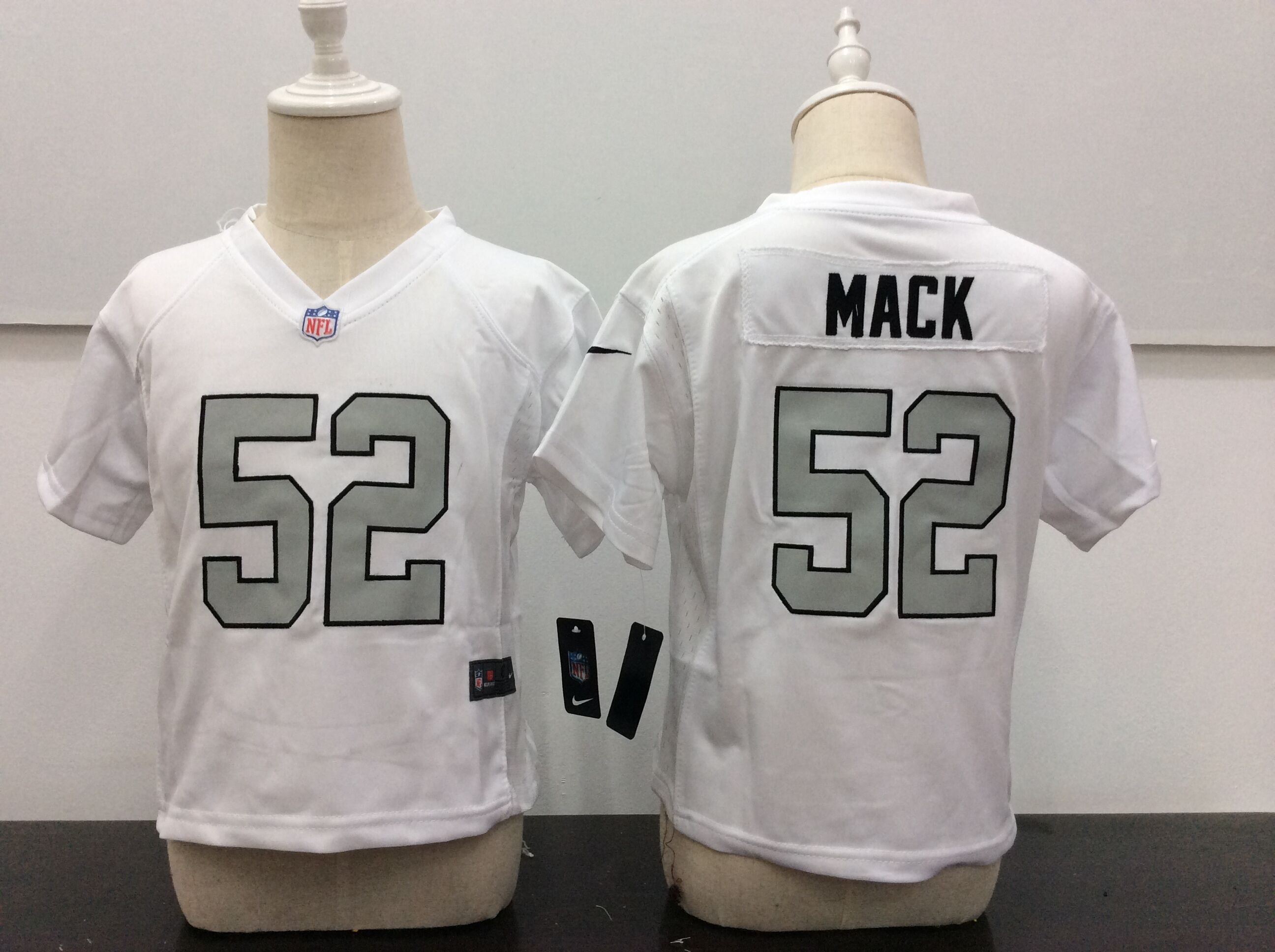 Toddler Nike Oakland Raiders #52 Khalil Mack White Stitched NFL Jersey