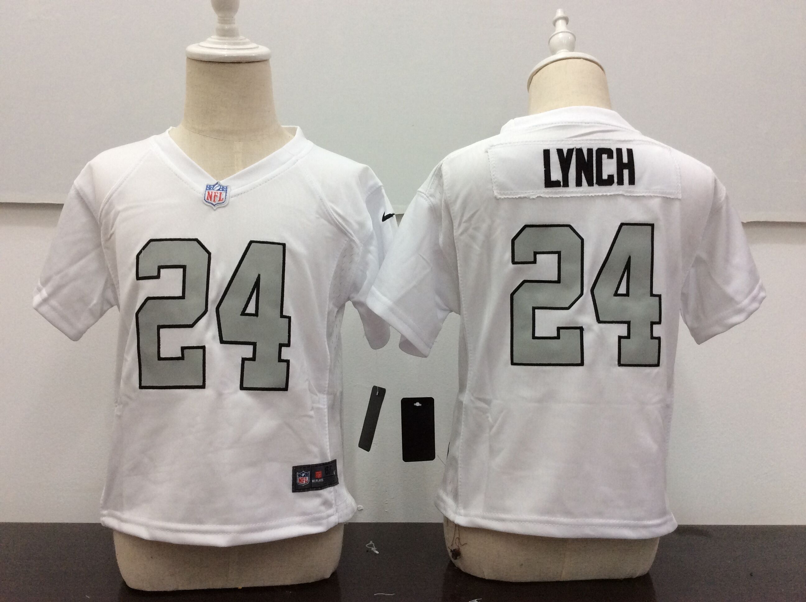 Toddler Nike Oakland Raiders #24 Marshawn Lynch White Stitched NFL Jersey