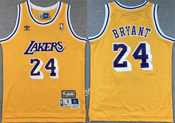 Youth Los Angeles Lakers #24 Kobe Bryant Yellow Stitched Basketball Jersey