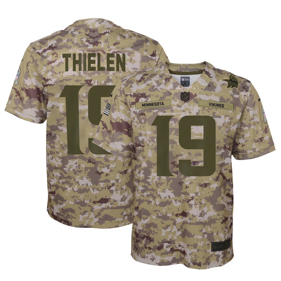 Youth Minnesota Vikings#19 Adam Thielen 2018 Camo Salute To Service Limited Stitched NFL Jersey