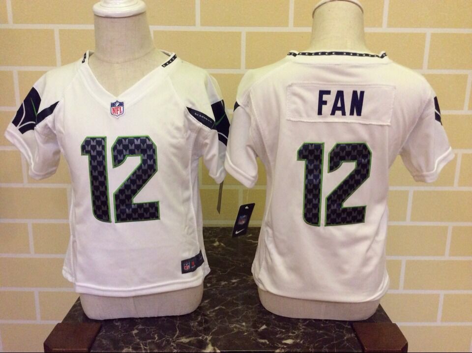 Toddler Nike Seattle Seahawks #12 Fan White Stitched NFL Jersey