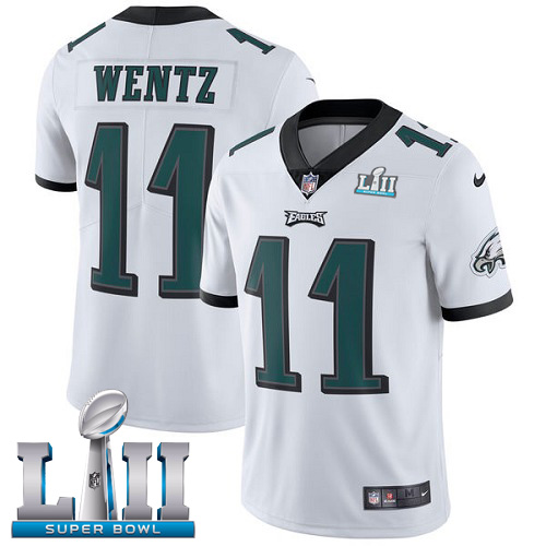 Youth Philadelphia Eagles #11 Carson Wentz White Super Bowl LII Bound Game Stitched NFL Jersey