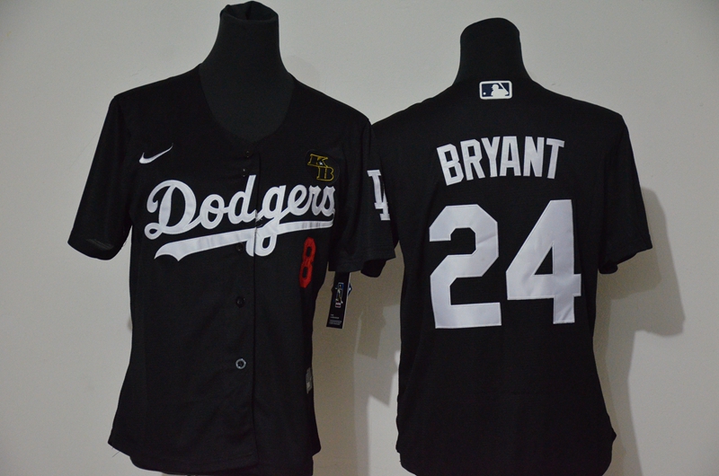 Youth Los Angeles Dodgers Front #8 Back #24 Kobe Bryant Black Cool Base Stitched MLB Jersey