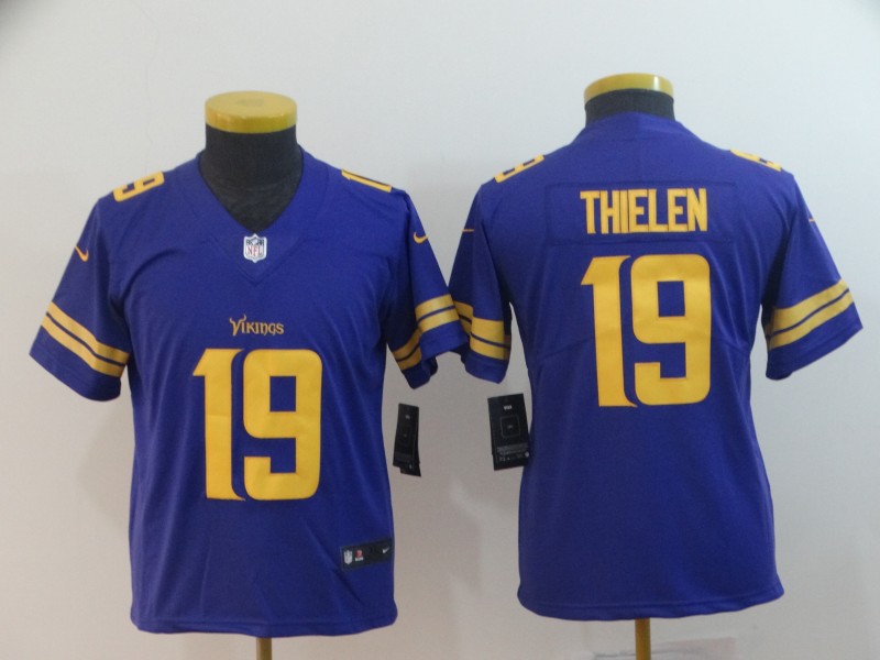 Youth Minnesota Vikings #19 Adam Thielen Purple Vapor Untouchable Limited NFL Stitched Jersey