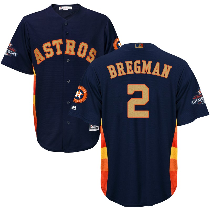 Youth Houston Astros #2 Alex Bregman Navy 2018 Gold Program Cool Base Stitched MLB Jersey
