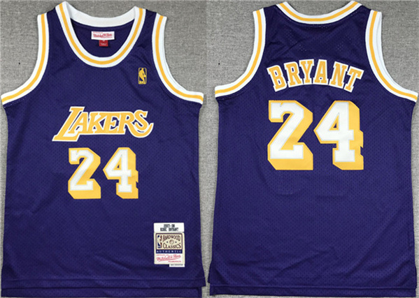 Youth Los Angeles Lakers #24 Kobe Bryant Purple 07-08 Stitched Basketball Jersey