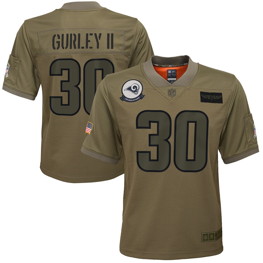 Youth Los Angeles Rams #30 Todd Gurley 2019 Camo Salute To Service Stitched NFL Jersey