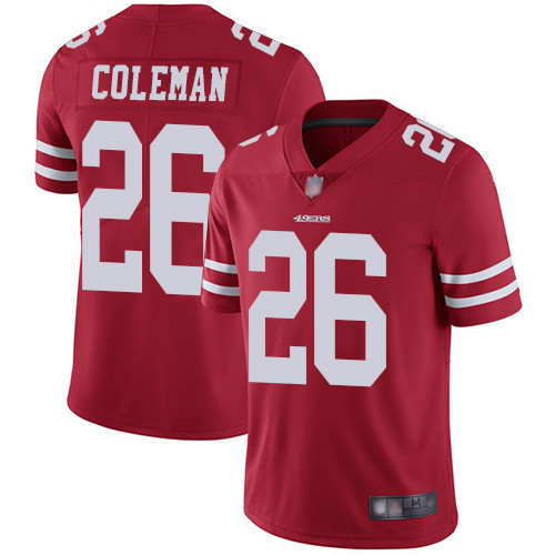Youth San Francisco 49ers #26 Tevin Coleman Red Vapor Untouchable Limited Stitched NFL Jersey
