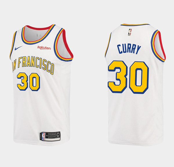 Youth Golden State Warriors #30 Stephen Curry White San Francisco Classic Edition Stitched Jersey