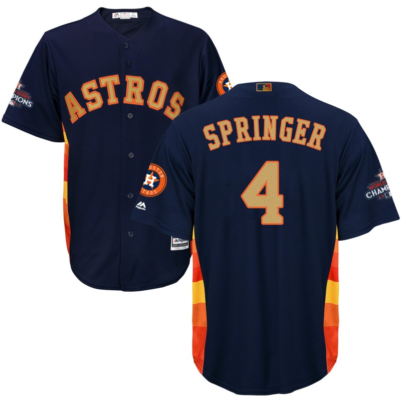 Youth Houston Astros #4 George Springer Navy 2018 Gold Program Cool Base Stitched MLB Jersey