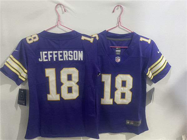 Youth Minnesota Vikings #18 Justin Jefferson Purple Throwback Vapor Limited Football Stitched Jersey
