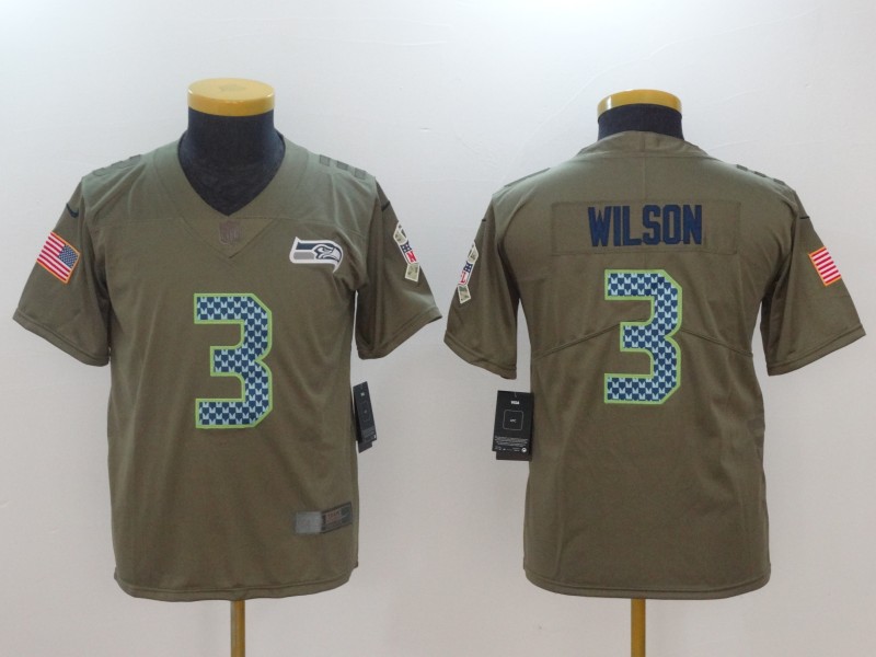 Youth Seattle Seahawks #3 Russell Wilson Salute To Service Limited Stitched NFL Jersey