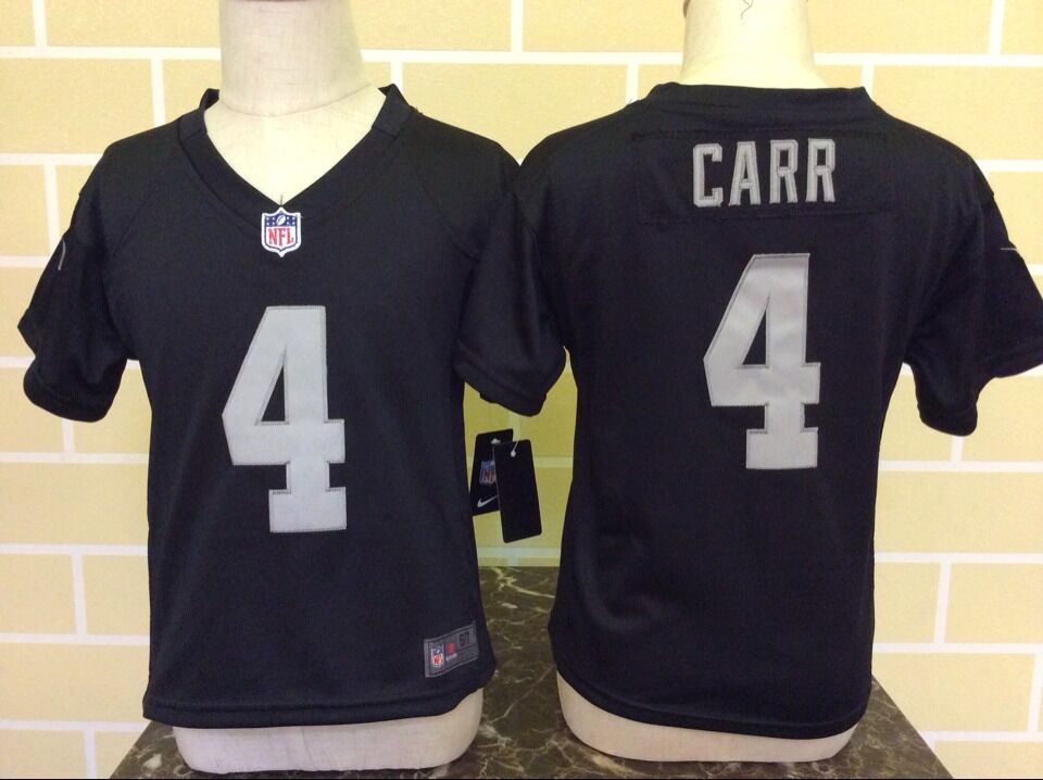 Toddler Nike Oakland Raiders #4 Derek Carr Black Stitched NFL Jersey
