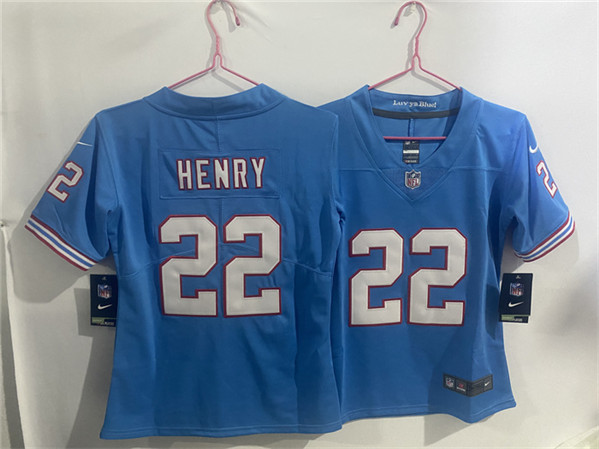 Youth Tennessee Titans #22 Derrick Henry Blue Throwback Vapor Limited Football Stitched Jersey