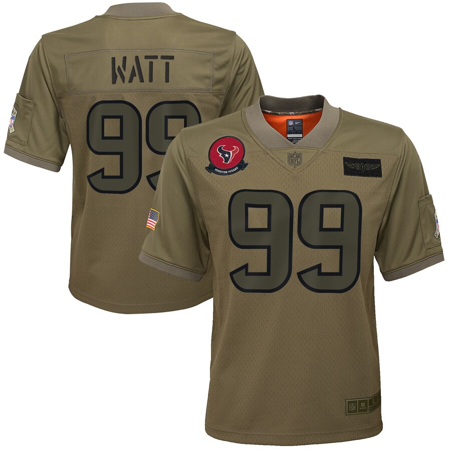 YYouth Houston Texans #99 J.J. Watt 2019 Camo Salute To Service Stitched NFL Jersey