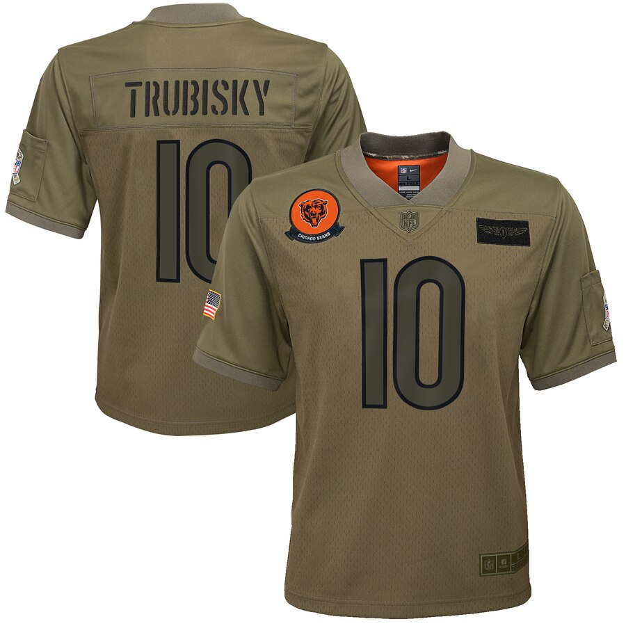 Youth Chicago Bears #10 Mitchell Trubisky 2019 Camo Salute To Service Stitched NFL Jersey