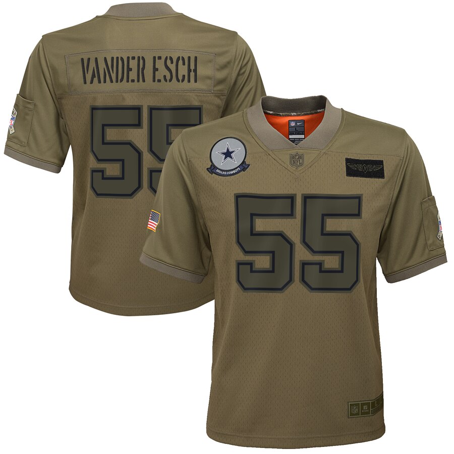Youth Dallas Cowboys #55 Leighton Vander Esch 2019 Camo Salute To Service Stitched NFL Jersey