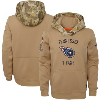 Youth Tennessee Titans Khaki 2019 Salute To Service Therma Pullover Hoodie