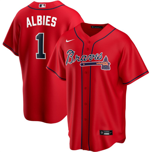 Youth Atlanta Braves #1 Ozzie Albies Red Cool Base Stitched Jersey