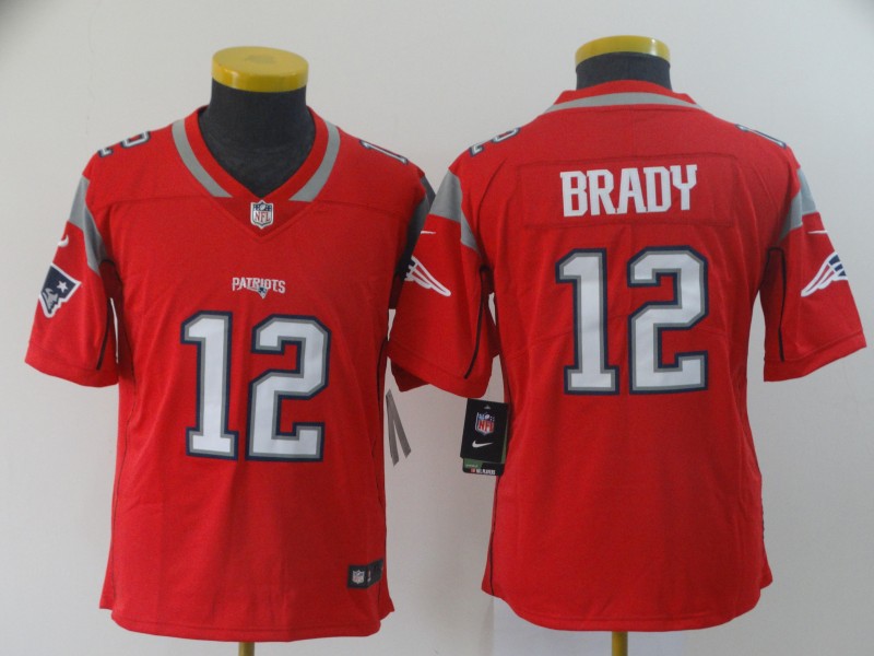 Youth New England Patriots #12 Tom Brady 2019 Red Inverted Legend Stitched NFL Jersey
