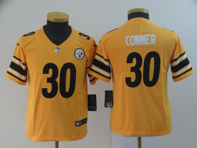Youth Pittsburgh Steelers #30 James Conner 2019 Gold Inverted Legend Stitched NFL Jersey