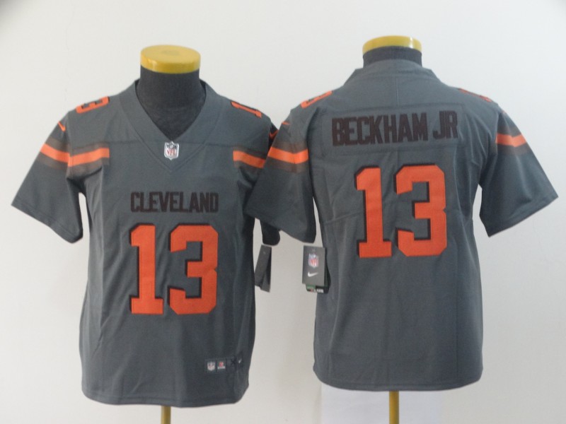 Youth Cleveland Browns #13 Odell Beckham Jr. Gray Inverted Legend Stitched NFL Jersey