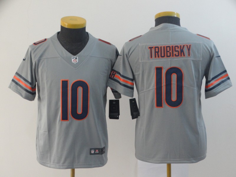 Youth Chicago Bears #10 Mitchell Trubisky 2019 Silver Inverted Legend Stitched NFL Jersey