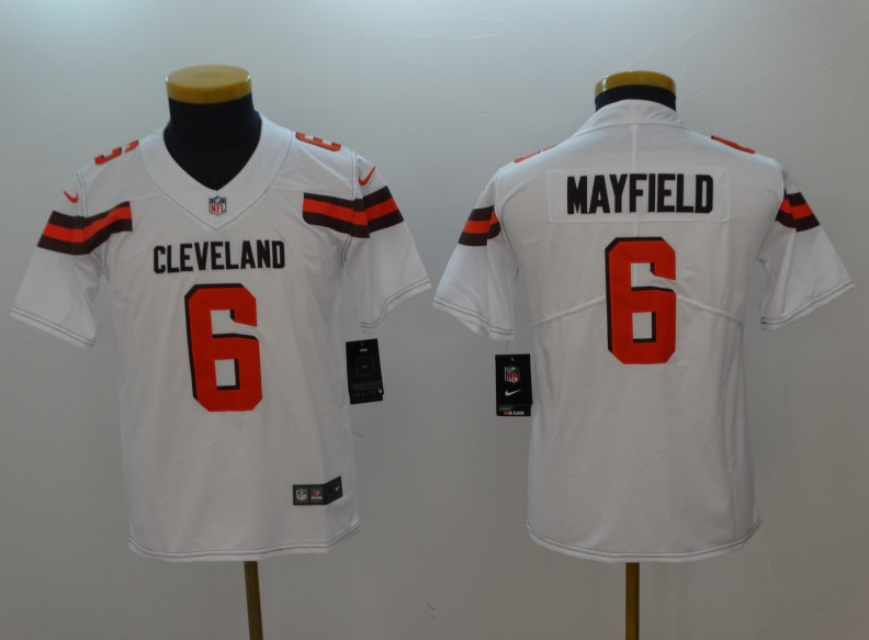 Youth NFL Cleveland Browns #6 Baker Mayfield White 2018 Draft Vapor Untouchable Limited Stitched Jersey
