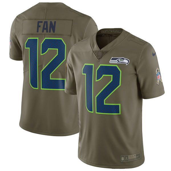 Youth Nike Seattle Seahawks #12 Fan Olive Salute To Service Limited Stitched NFL Jersey