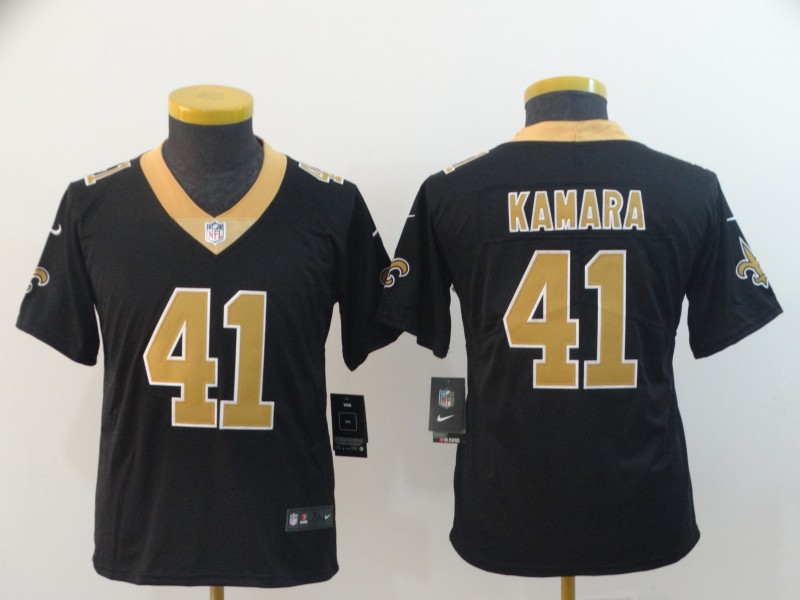 Youth New Orleans Saints #41 Alvin Kamara Black Vapor Untouchable Limited Stitched NFL Jersey