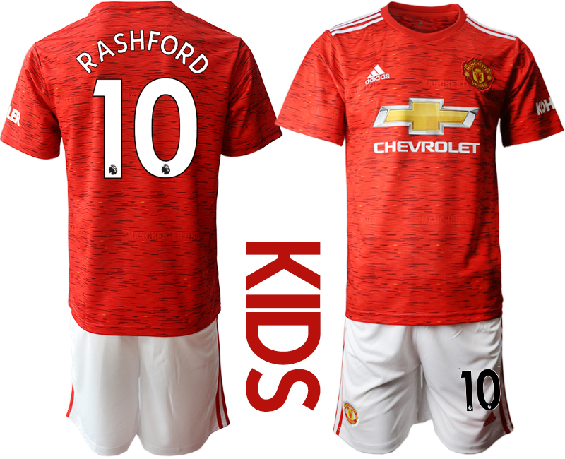 Manchester United #10 Rashford Home Kid Soccer Club Jersey