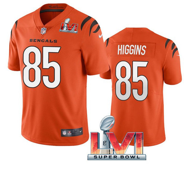 Youth Cincinnati Bengals #85 Tee Higgins Orange 2022 Super Bowl LVI Vapor Limited Stitched Jersey