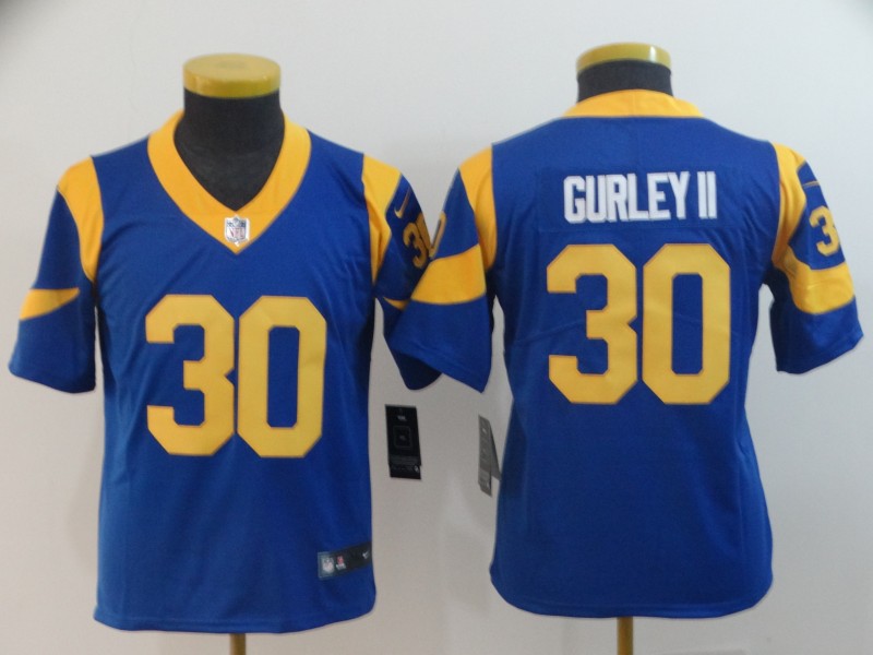 Youth Los Angeles Rams #30 Todd Gurley Royal Vapor Untouchable Limited Stitched NFL Jersey