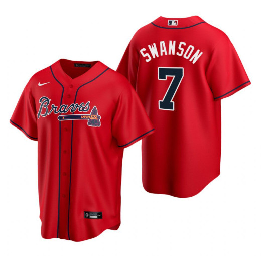 Youth Atlanta Braves #7 Dansby Swanson Red Cool Base Stitched Jersey