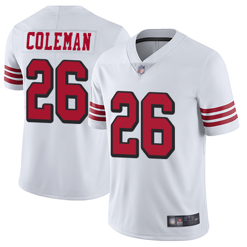 Youth San Francisco 49ers #26 Tevin Coleman White Vapor Untouchable Limited Stitched NFL Jersey