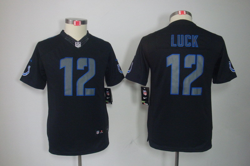 Youth Indianapolis Colts #12 Andrew Luck Black Impact Limited Stitched NFL Jersey