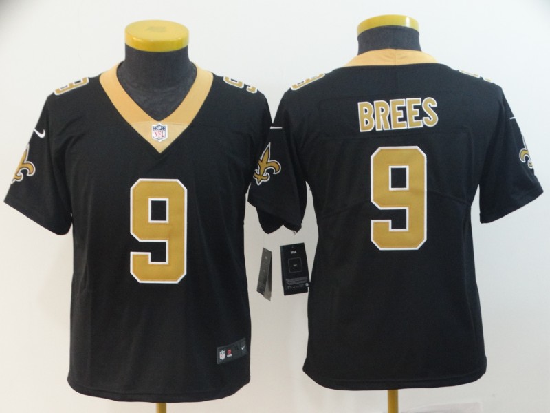 Youth New Orleans Saints #9 Drew Brees Black Vapor Untouchable Limited Stitched NFL Jersey