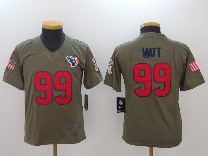 Youth Houston Texans #99 J.J. Watt Olive Salute To Service Limited Stitched NFL Jersey