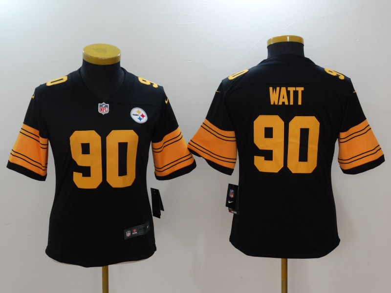 Youth Pittsburgh Steelers #90 T.J. Watt Black Limited Rush NFL Stitched Jersey