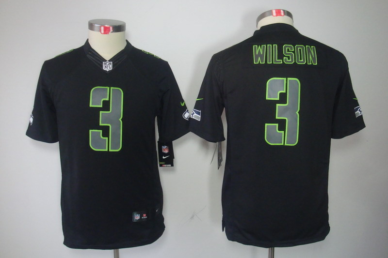 Youth Seattle Seahawks #3 Russell Wilson Black 2018 Impact Limited Stitched NFL Jersey