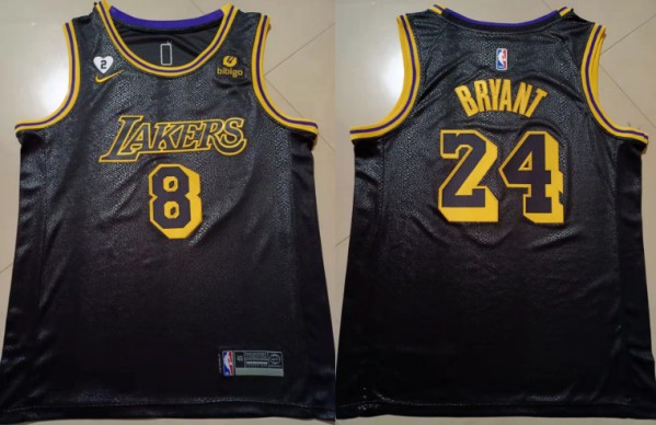 Youth Los Angeles Lakers Front #8 Back #24 Kobe Bryant Black Stitched Jersey