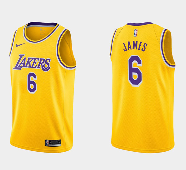 Youth Los Angeles Lakers #6 LeBron James Yellow Stitched Basketball Jersey