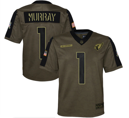 Youth Arizona Cardinals #1 Kyler Murray 2021 Olive Salute To Service Limited Stitched Jersey
